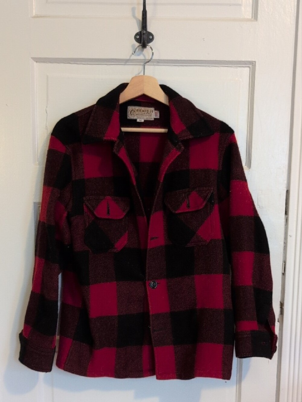 Red and Black Buffalo Plaid Wool Jacket